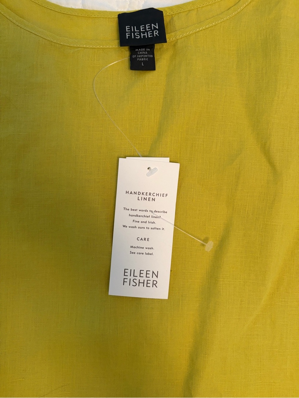 Eileen Fisher Lime Green Sleeveless Linen Shift Dress - Picture 2 of 3